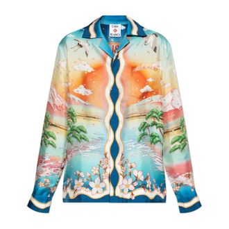 Casablanca Overhemden, Dames, Veelkleurig, M, Wol, Zijden shirt met print