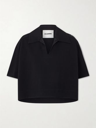 Jil Sander Polo Cropped In Cr&ecirc;pe - Nero