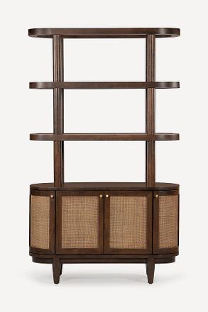 Anthropologie Canggu Acacia Cane Curved Bookshelf