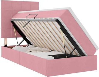 vidaXL Storage Bed with Mattress with Mattress Pink 90 x 190 cm Velvet vidaXL