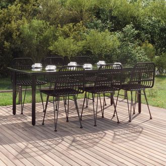 Berkfield Home 7 Piece Garden Dining Set Black Poly Rattan
