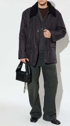 Maison Margiela Jacket With Fur Collar, Mens, Black