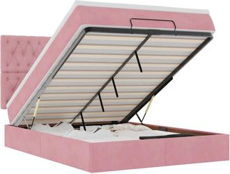 vidaXL Estructura Cama Otomana Colchones Terciopelo Rosa 140x200cm Vidaxl