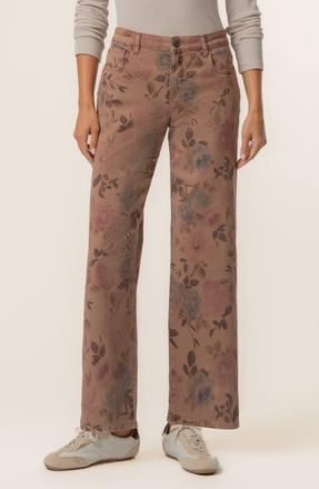 Kut from the Kloth Charlotte High Waist Wide Leg Jeans in Mauve at Nordstrom, Size 14