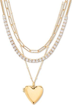 Brook & York Isabella Set of 3 Tennis Layering Necklaces in Gold at Nordstrom