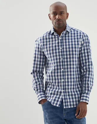 Brunello Cucinelli Bicolor Cotton Pattern Mens Shirt