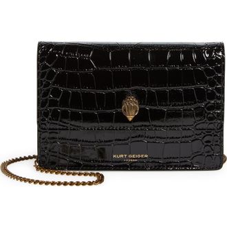 Kurt Geiger Extra Mini Shoreditch Crossbody Bag in Black Croc Embossed at Nordstrom Rack