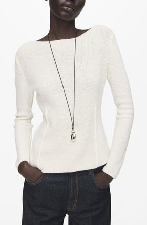 Mango Sweater with Seam Details in Ecru at Nordstrom, Size X-Small