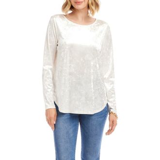 Karen Kane Crushed Velvet Top Shirttail Top in Off White at Nordstrom, Size Small