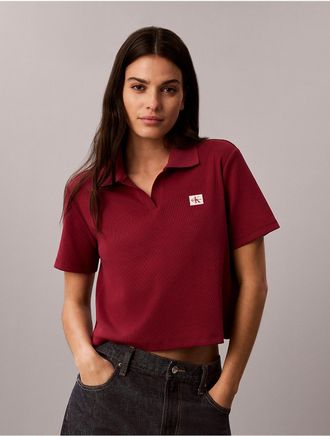Calvin Klein Jeans Calvin Klein Womens Woven Monologo Polo Shirt - Red - XL
