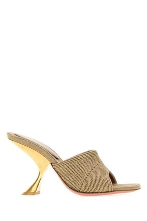 Amina Muaddi Beige Slip On Heels