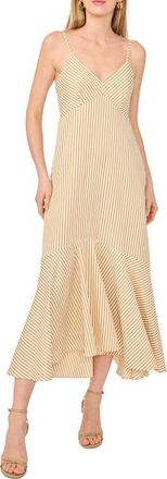 Vince Camuto Stripe Sleeveless Ruffle Hem High-Low Midi Dress in Wild Daisy at Nordstrom, Size Xx-Small