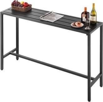 OEM Mesa Alta De Bar De Exterior, 1400 X 375 X 980 Mm, Mesa De Comedor Rectangular Con Tablero Impermeable Y Estructura De Metal Resistente, Mueble De Jar