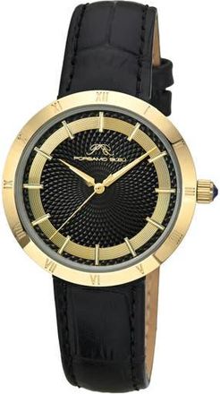 Porsamo Bleu Monroe Leather Strap Watch in Black Gold Tone at Nordstrom Rack