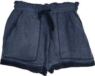 Ulla Johnson Drawstring Shorts in Navy Blue Linen
