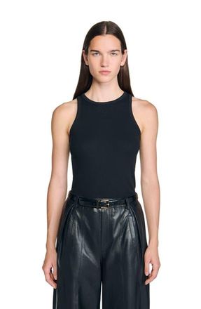 Sandro Embroidered vest top in Black at Nordstrom, Size X-Small