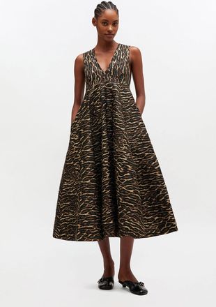 Ganni Metallic Cloque Long Dress - Size 34