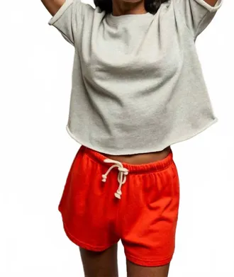 perfectwhitetee Ezra French Terry Short Sleeve Top In Heather Grey