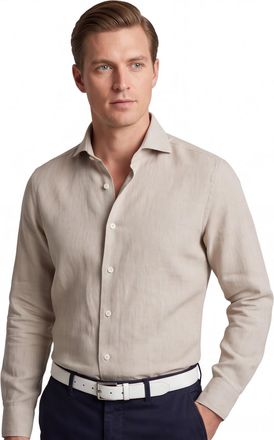 John Miller Overhemd John Miller beige katoen normale fit