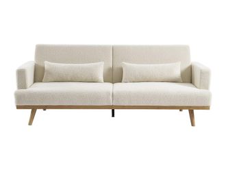 VENTE-UNIQUE.COM Sof&aacute; cama poli&eacute;ster 3 plazas blanco 216x89cm