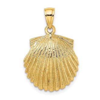 Diamond2Deal 14k Yellow Gold Scallop Shell Charm Pendant
