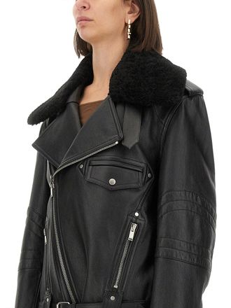 Saint Laurent Leather Biker Jacket - Black