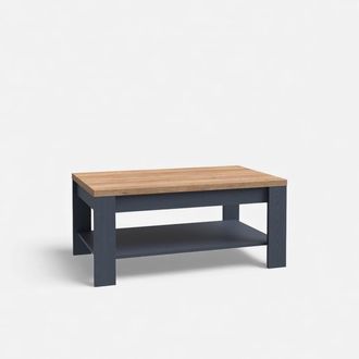 Furniture To Go Mesa De Centro En Roble Y Azul Marino Con Estante 100x45x60 Bohol