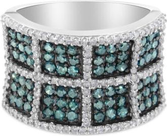 House of Brilliance 14K Gold 1 1/2 Cttw White and Treated Blue Diamond Cocktail Ring in White Gold at Nordstrom, Size 6