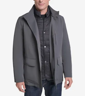 Cole Haan Mens Sleek Rain 3-In-1 Jacket - Grey Size Medium