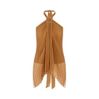 Max Mara Sleeveless Tops, female, Brown, Size: 2XS Valzer Top