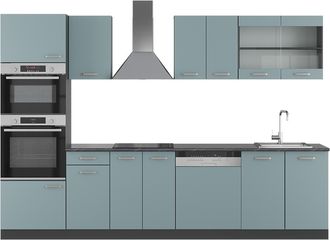 Vicco Mueble De Cocina R-line, Gris Azulado/antracita, 300 Cm Con Armario Alto, Et Antracita