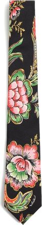 Valentino Garavani floral-pattern silk tie - men - Silk - One Size - Black