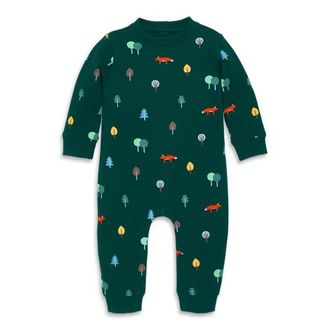 primary Baby Sweatshirt Romper In Rainbow Grid in Ivy Primary Forest at Nordstrom, Size 6-12M