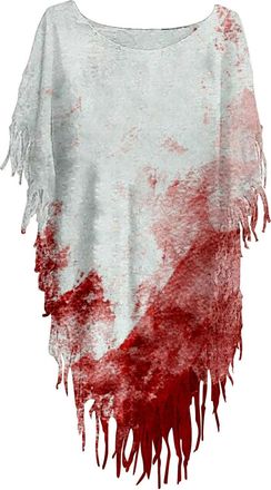 Generic Womens Shawl Wrap with Pockets Womens Bloody Problem Solved Halloween Print Vintage Smock Women Scarves Wrap (Watermelon Red, L)