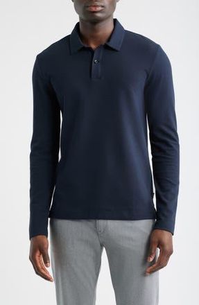BOSS Pleins Long Sleeve Polo in Dark Blue at Nordstrom Rack, Size Xx-Large