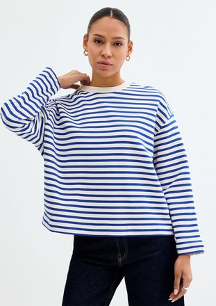 Armedangels Womens Striped loose boxy-fit sweatshirt