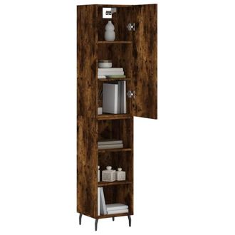 Berkfield Home Highboard Smoked Oak 34.5x34x180 cm Engineered Wood in Brown