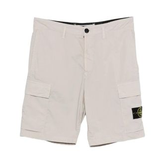 Stone Island Casual Shorts, male, Gray, Size: W36 Logo Badge Bermuda Shorts