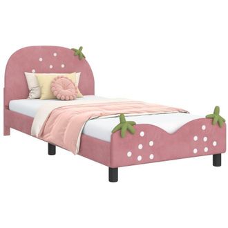vidaXL Cama Para Ni&ntilde;os Con Cabecero Rosa 80 X 200 Cm Terciopelo Vidaxl