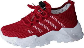 Generic 2026 Running Shoes Breathable Mesh Knit s Sneakers for and Casual Daily Wear - Slip On Athletic with Design Women (Red, 4.5)