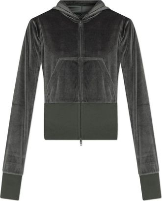 Balenciaga Fluwelen sweatshirt - Dames - Vesten met rits - Groen - S - Hoodies & sweatvesten