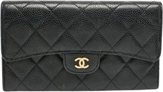 Chanel Pre-owned Wallets, female, Black, Size: ONE SIZE Pre-owned Leather Wallet