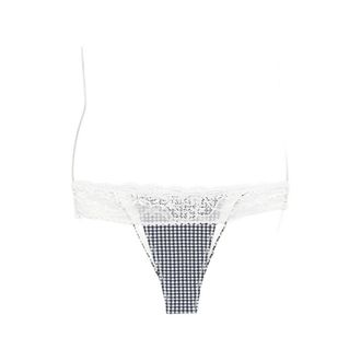 Frankies Bikinis Lea Gingham Lace-trim Bikini Bottoms