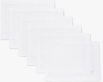 Solino Home Linen Placemats Set of 4, 14 x 19 Inch for Dining Table, Holiday and Everyday Table Decor - Classic Hemstitch in White at Nordstrom, Size