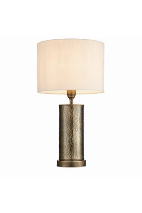 Netlighting Indara 1 Light Table Lamp Aged Bronze Aged Hammered Bronze Plate E27 in Brown