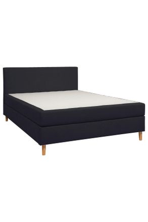 CARRYHOME Boxbett, Anthrazit, Textil, Buche, massiv, H2, H&ouml;he ca. 16 cm, 140x200 cm, gepolstertes Kopfteil, in verschiedenen Gr&ouml;&szlig;en erh&auml;ltlich, Schlafzimmer, Be