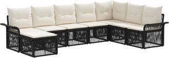 vidaXL Conjunto De Sof&aacute;s De Jard&iacute;n 8 Uds. Negro Rat&aacute;n Sint&eacute;tico Vidaxl