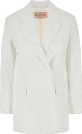 Valentino Garavani Compact Poplin Blazer - Dames - Blazers - Wit - 2XS - Katoen - Jassen
