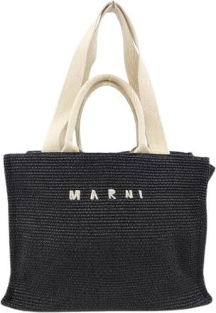 Marni Pre-owned Tote Bags, female, Black, Size: ONE SIZE Pre-owned East-West Leather Tote Bag