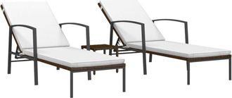 vidaXL Vidaxl - Tumbonas con mesita 2 unidades ratán sintético marrón